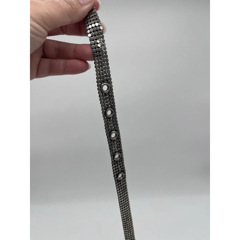 Vintage Disco Silver Tone Chainmail Mesh Belt - Size 31